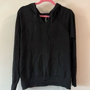 Athleta - knit, black sweater, hooded, small